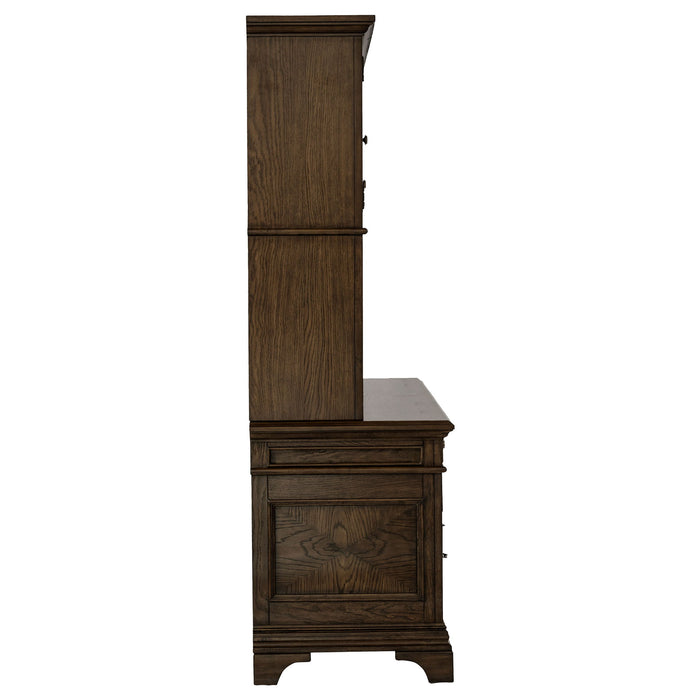 Stigham - 5 Drawer Credenza With Hutch - Oak