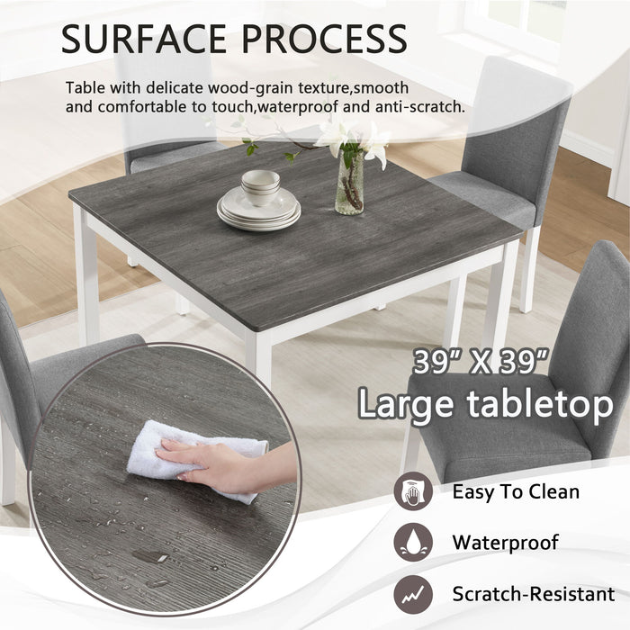 5 Piece Dining Table Set With 4 Chairs For Kitchen - Gray / White