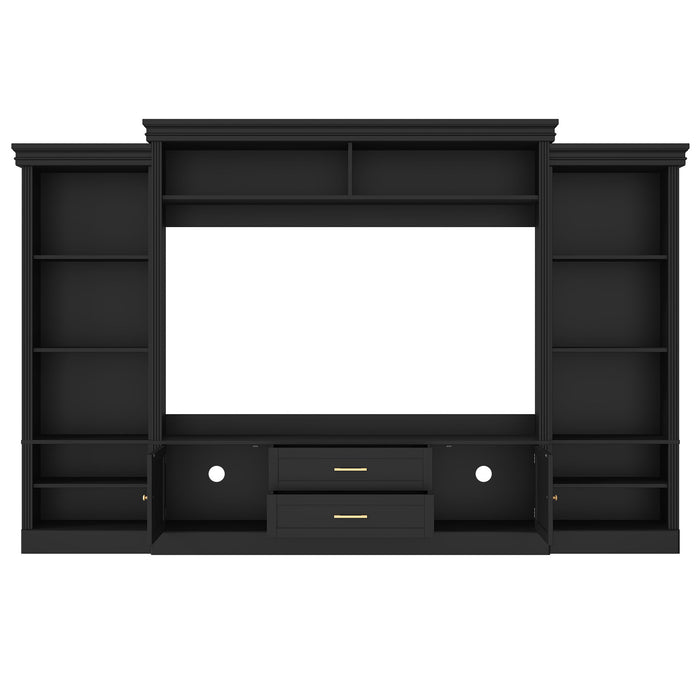 Elegant Entertainment Center Wall Unit With Bookshelves
