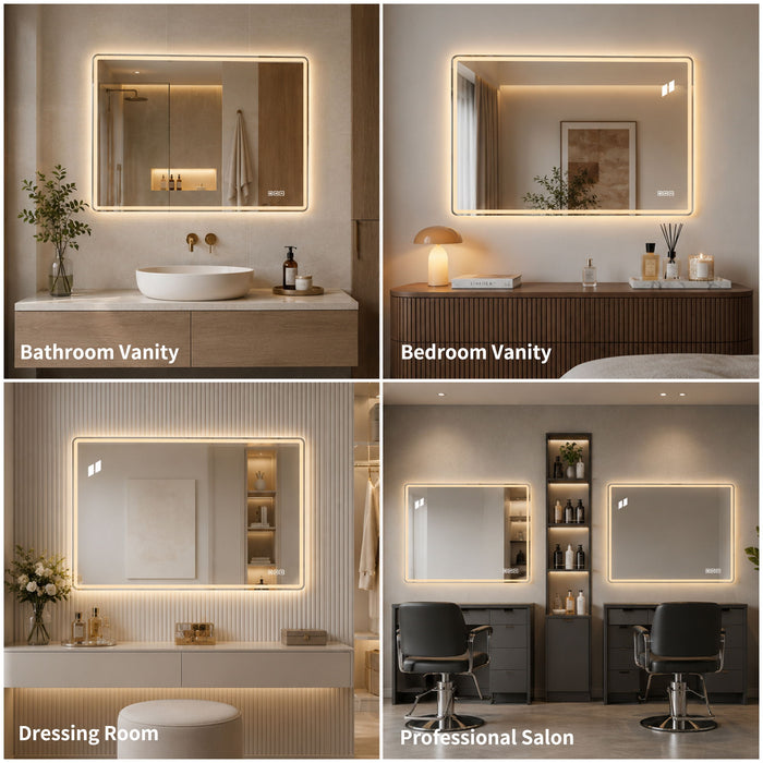 24" X 32" Rectangular Front Lighted And Backlit LED Bathroom Mirror With Anti Fog - Clear