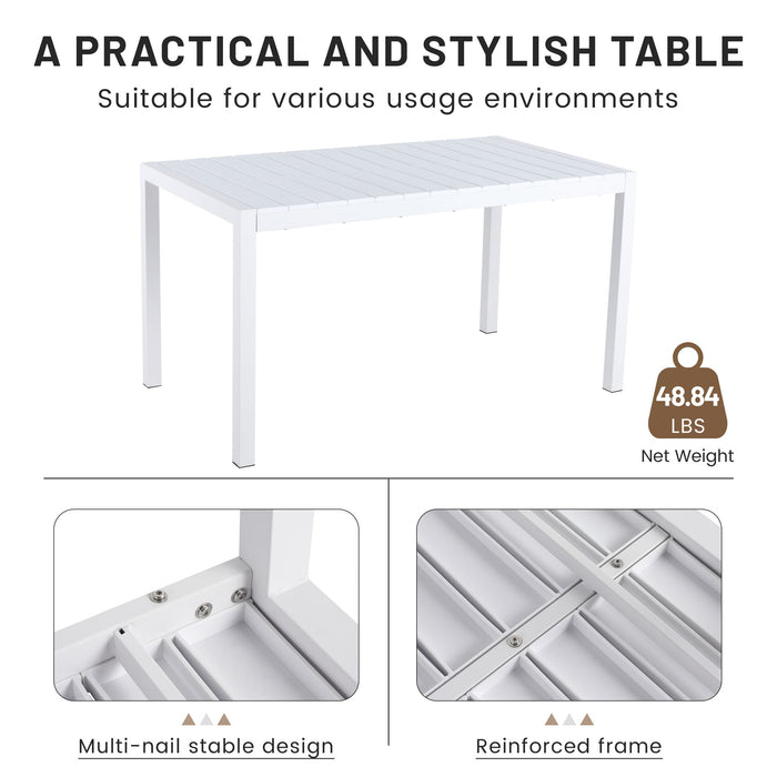 4 Piece Set Of Striped Color Blocking Single Chairs & Long Table - Grain Yellow / Haze Green / Tropical Orange / White