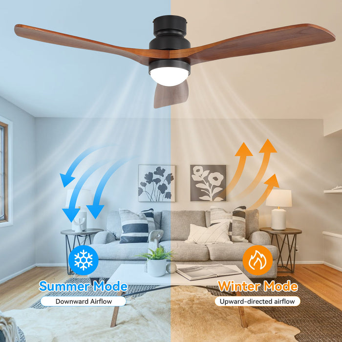 52" Ceiling Fan With Dimmable LED Light, 6 Speed DC Motor, 3 Blades