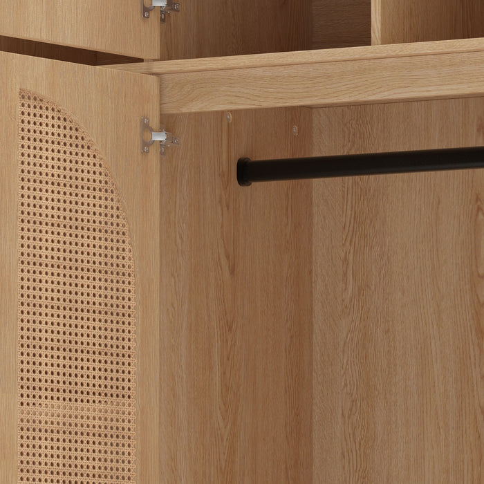 8 Door Armoire Wardrobe With Adjustable Shelves And Hanging Rod