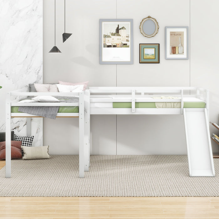 L Shaped Loft Bed With Ladder And Slide