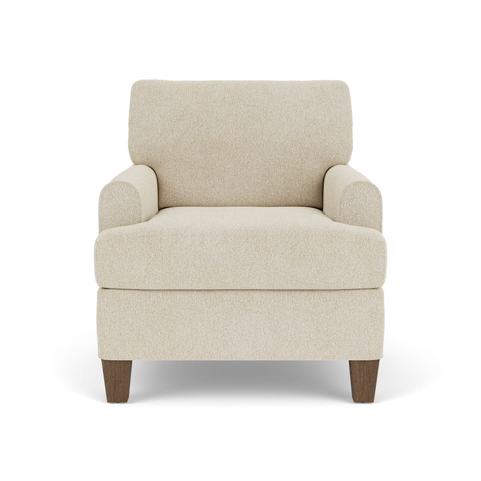 Moxy - Fabric Chair, T-Shaped Seat Cushion, Rounded Mailbox Arms