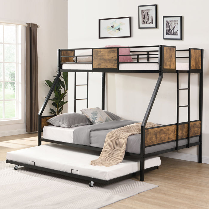 Modern Metal Bunk Bed With Side Ladders And Guardrail