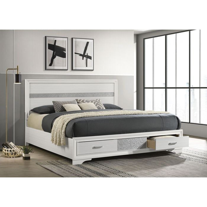 Eastern King Storage Platform Bed With 2 Drawer - White