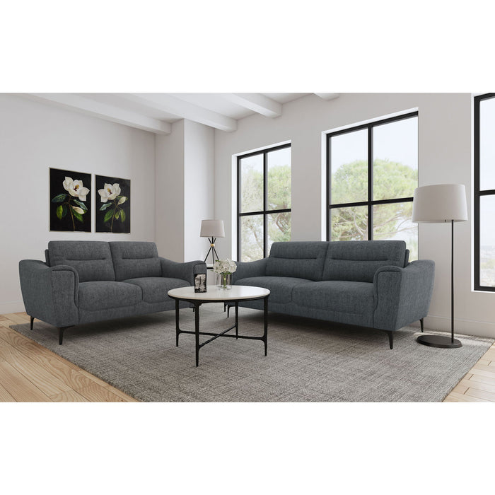Oberle - Upholstered Sloped Track Arm Loveseat - Charcoal