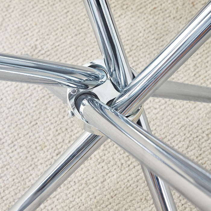 Modern Round Clear Glass Dining Table With Unique Metal Legs For 4 6 People - Silver