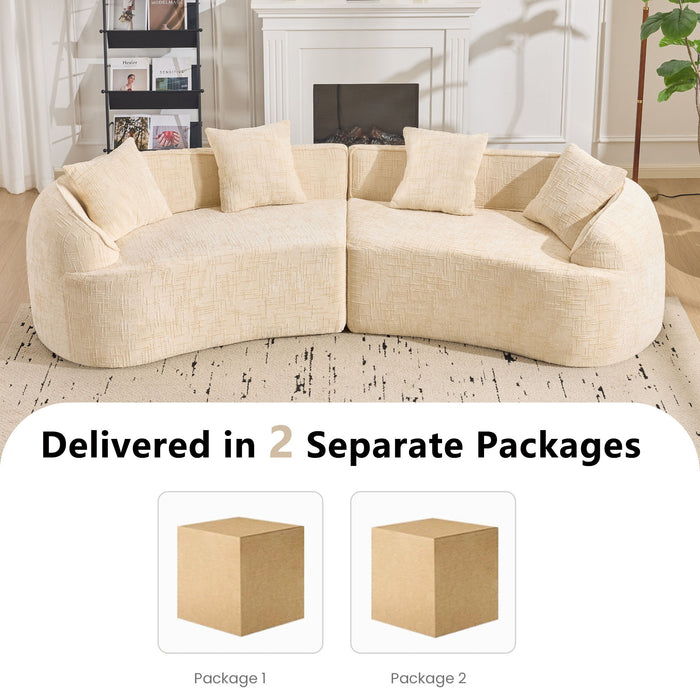 Curved Compressed Sofa, Nordic-Style Design For Living Room