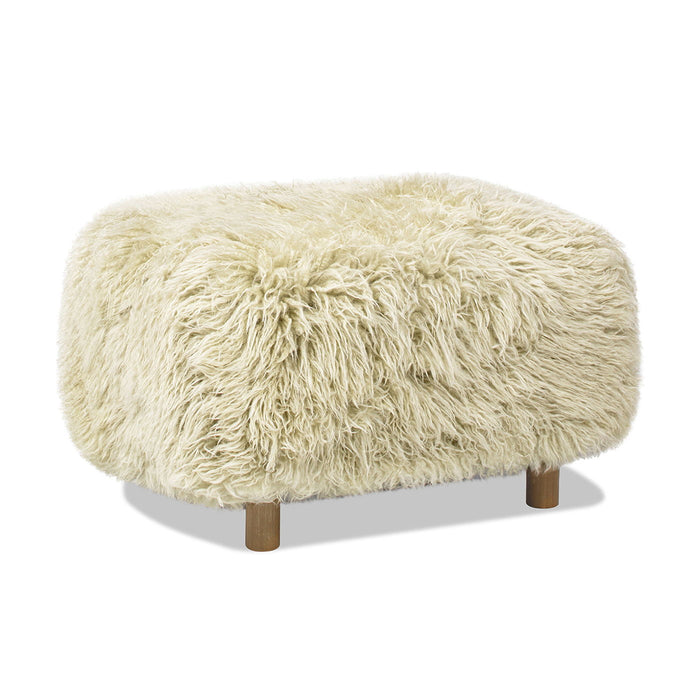 Enchante - New Zealand Sheepskin Rectangular Accent Ottoman - Taupe / Natural