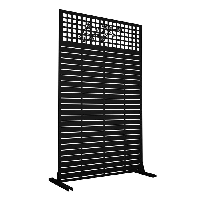 Outdoor / Indoor Divider With Freestanding Decorative Privacy Screen - Black