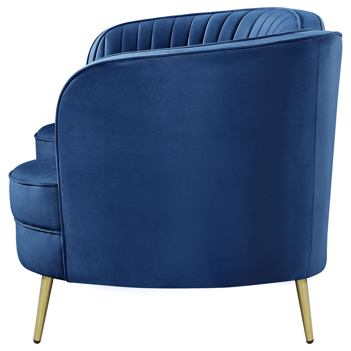 Marsden - Upholstered Vertical Channel Tufted Loveseat Seating With Tapered Legs - Blue