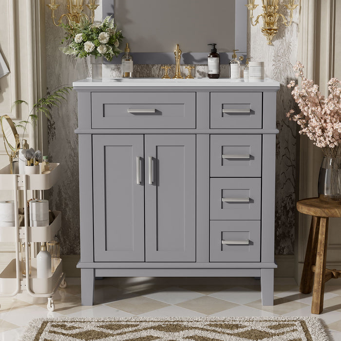 Modern Bathroom Vanity With Sink, Storage Cabinet, Soft Close Doors, Deep & Standard Drawers