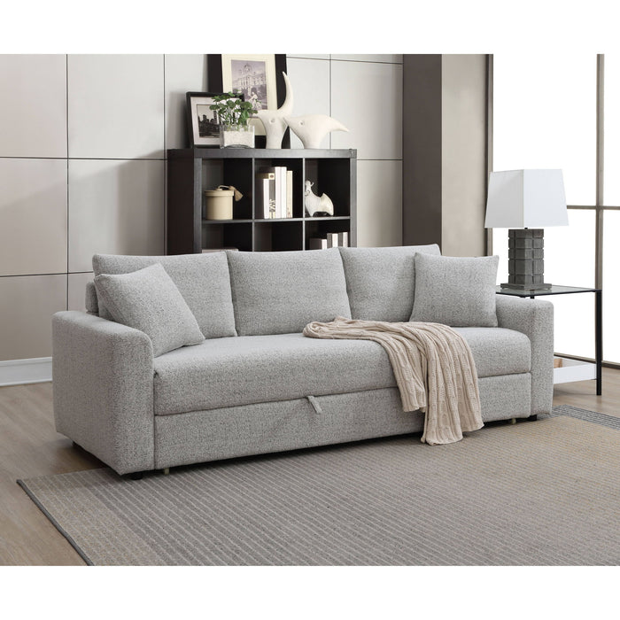 Connie - Boucle Sleeper Sectional Sofa With 2 Toss Pillows - Beige