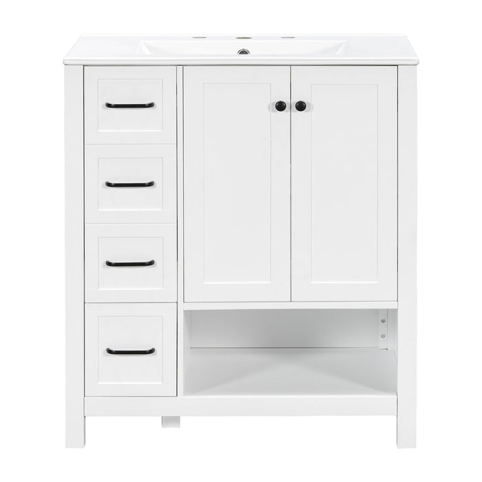 Bathroom Vanity With Sink Top, Bathroom Vanity Cabinet With 2 Doors And 2 Drawers, Open Shelf