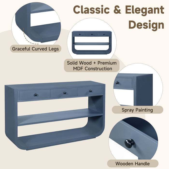 Console Table With 3 Soft Close Drawers & 2 Open Shelves
