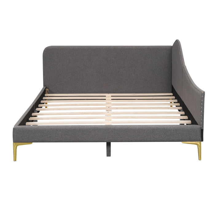 Upholstered Daybed With Headboard And Armrest, Support Legs