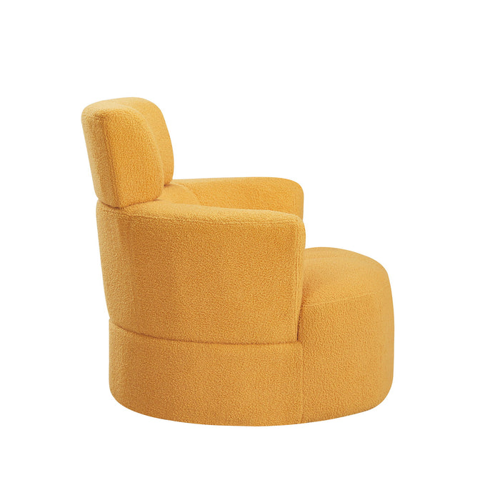 360° Swivel Chair Upholstered Accent Barrel Chair With Adjustable Headrest