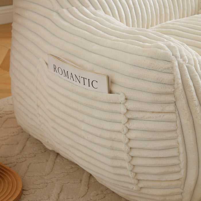 Giant Plush Bean Bag Chair With Armrests And Footstool