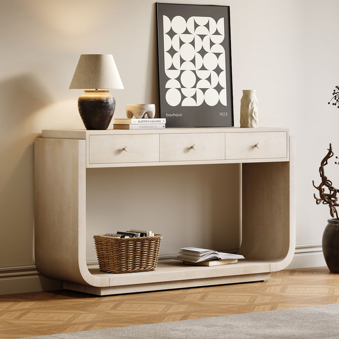 Console Table With 3 Drawers, Display Shelf