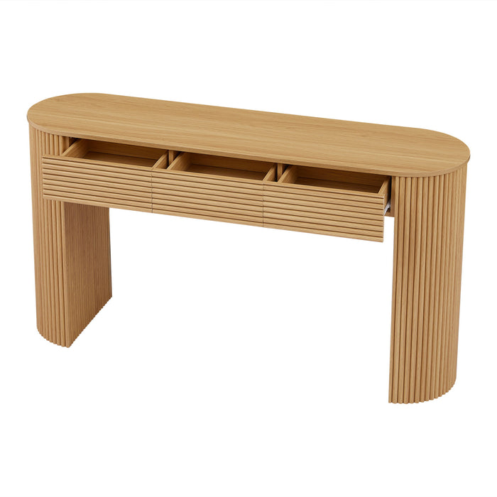 Retro Console Table With Storage, 3 Drawers