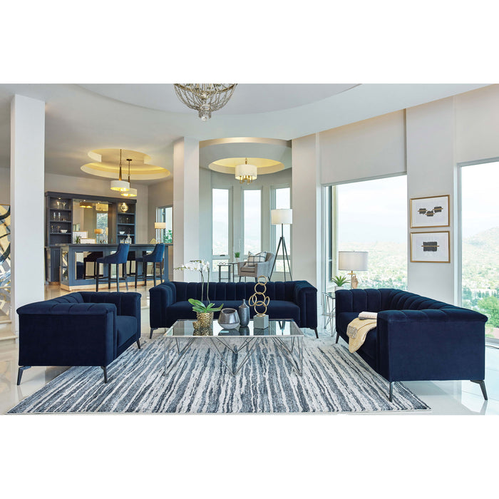 Darci - Accent Armchair With Seating And Tapered Legs - Blue
