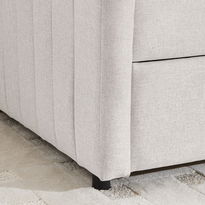 Upholstered Daybed With Trundle With Vertical Stripes