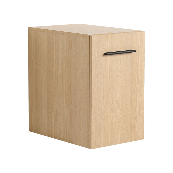 Floating Bathroom Vanity Single Door Base Cabinet, Wall Mounted Storage - Light Oak