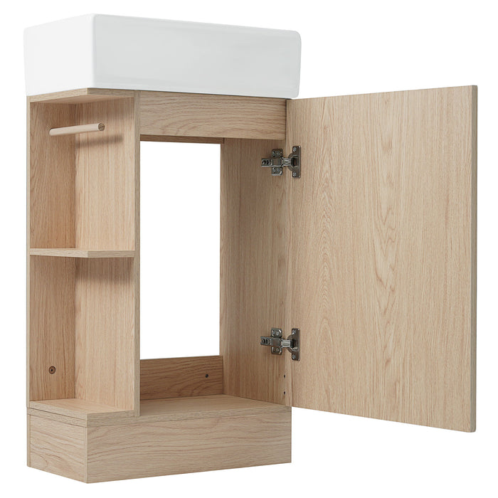 Modern Bathroom Vanity With Sink And 2 Tier Shelf