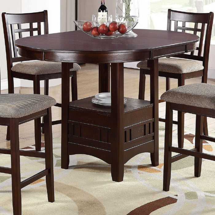 Round Counter Height Dining Table Only With Shelves - Brown Mix
