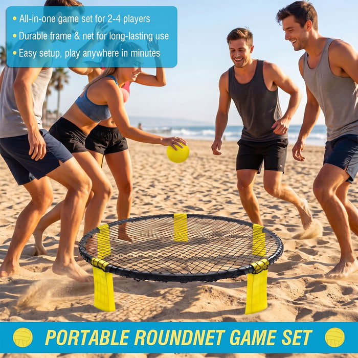 Outdoor Roundnet Game Set With 2 Balls, Sturdy Net And Carry Bag