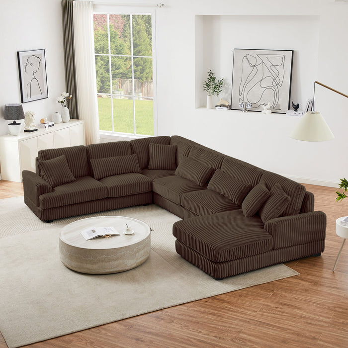 Oversized Sectional Sofa U - Shaped Sofa Couch Modern Sofa Upholstered In Soft Corduroy With A Chaise Lounge For Living Room