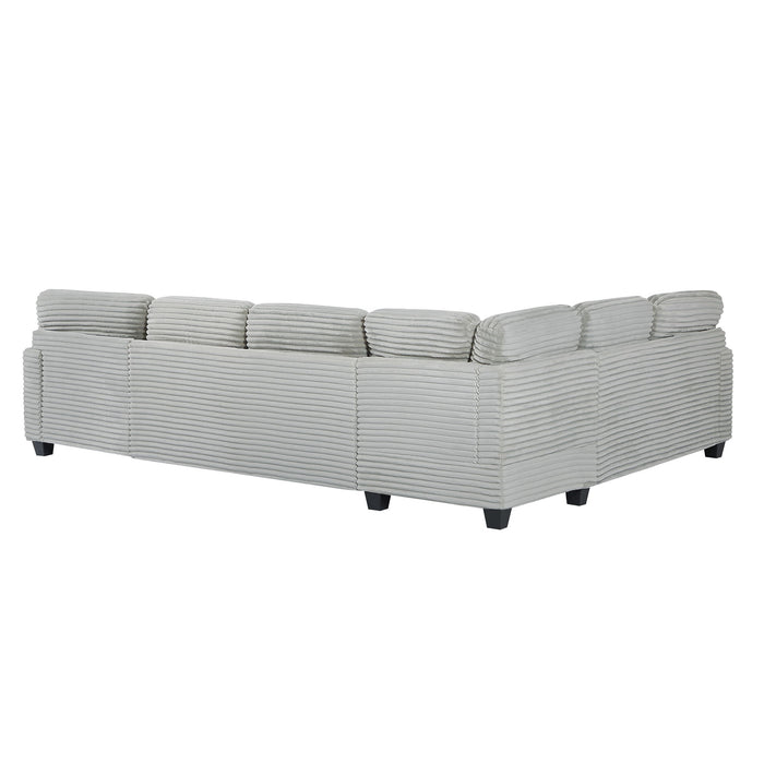 Upholstered U-Shaped Sectional Sofa With Movable Ottoman And Side Storage Pockets