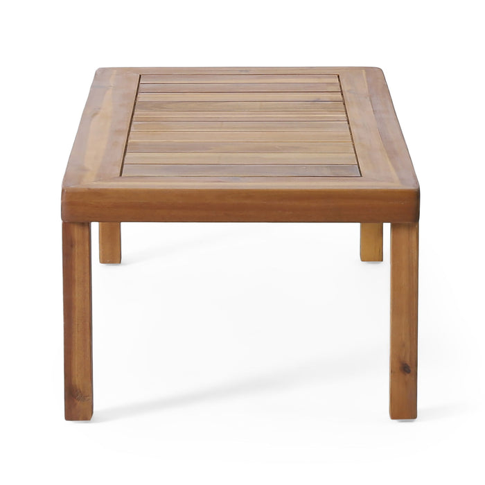 Acacia Wood Loveseat And Coffee Table Set With Cushions