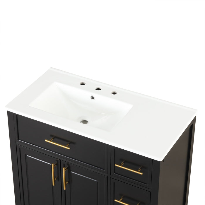 Modern Bathroom Vanity With Sink Top, 2 Doors And 3 Drawers