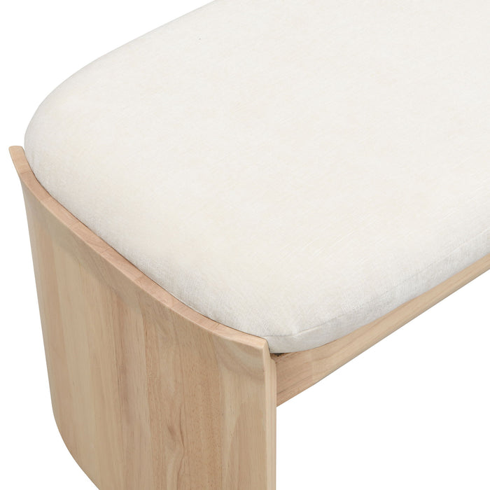 Footstool With Soft Cushion For Living Room - Beige / Natural