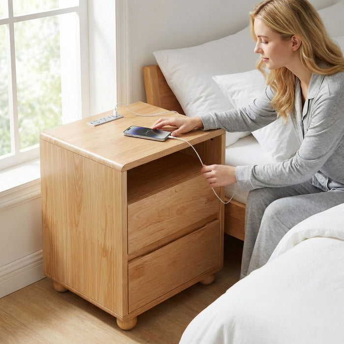Nightstand With 2 Drawers And Shelves