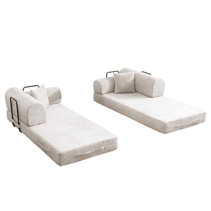 Modern 2 Tone Fabric Convertible Sleeper Sofa Bed