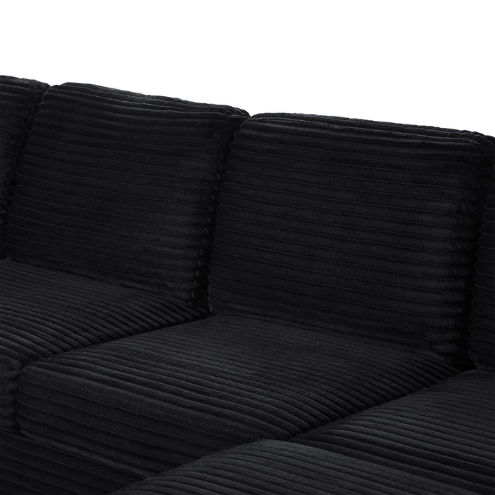 Upholstered U-Shaped Sectional Sofa With Movable Ottoman And Side Storage Pockets
