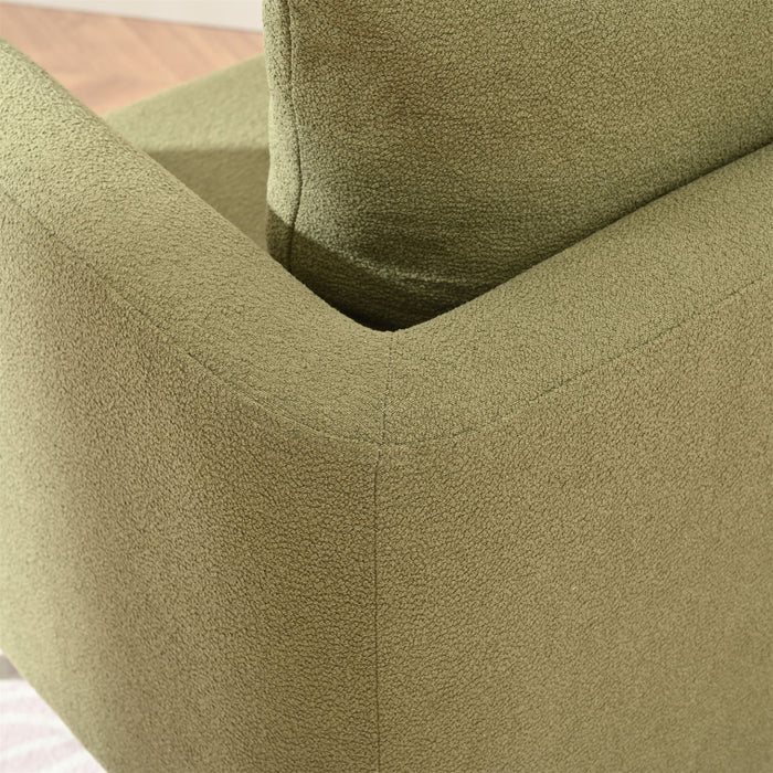 Barrel Chair, Modern Accent Chair, Fabric Armchair Club Chair, Upholstered Arm Chair With Solid Wood Legs, Waist Pillow, Padded Single Chair For Living Room / Bedroom / Study / Waiting Room - Olive Green