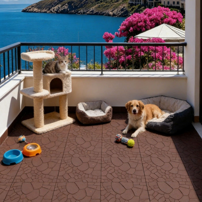 Stone Texture Patio Deck Tiles, 44 Pieces