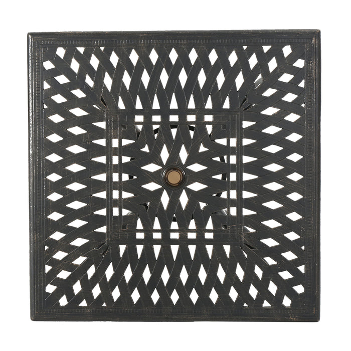 Enchantia - Outdoor Square Dining Table With Weave Tabletop And Flared Legs - Copper