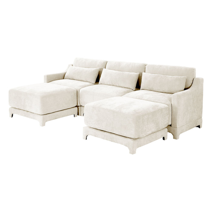 Stylish Sofa With Ottoman And Lumbar Pillows, Ergonomic Design