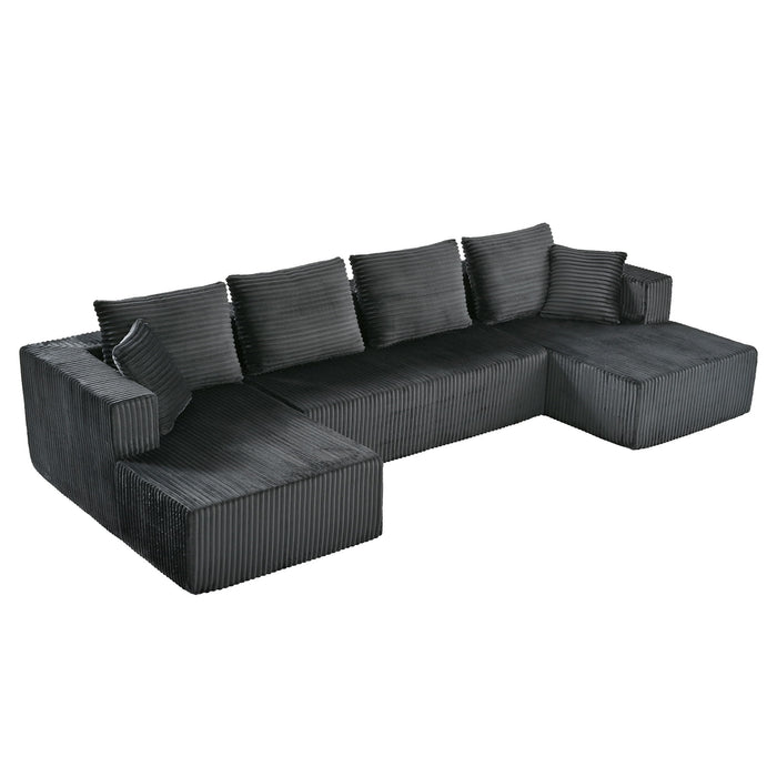 U-Shaped Modular Sectional Sofa With Double Chaise, Oversized Deep Seat For Living Room