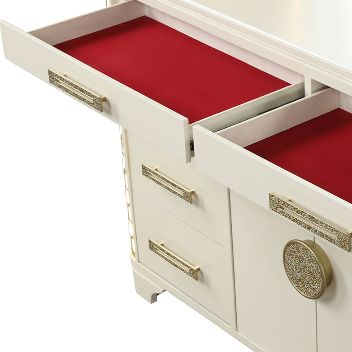 Jasmine - 8 Drawer Dresser With Side LED Lightning - Beige