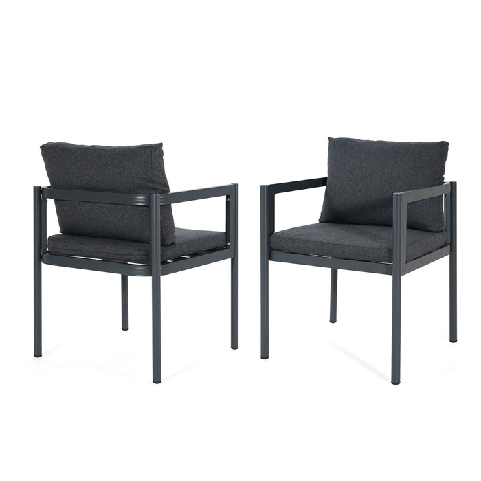 7 Piece Outdoor Patio Dining Set With Table & Chairs With Cushions - Brown / Gray
