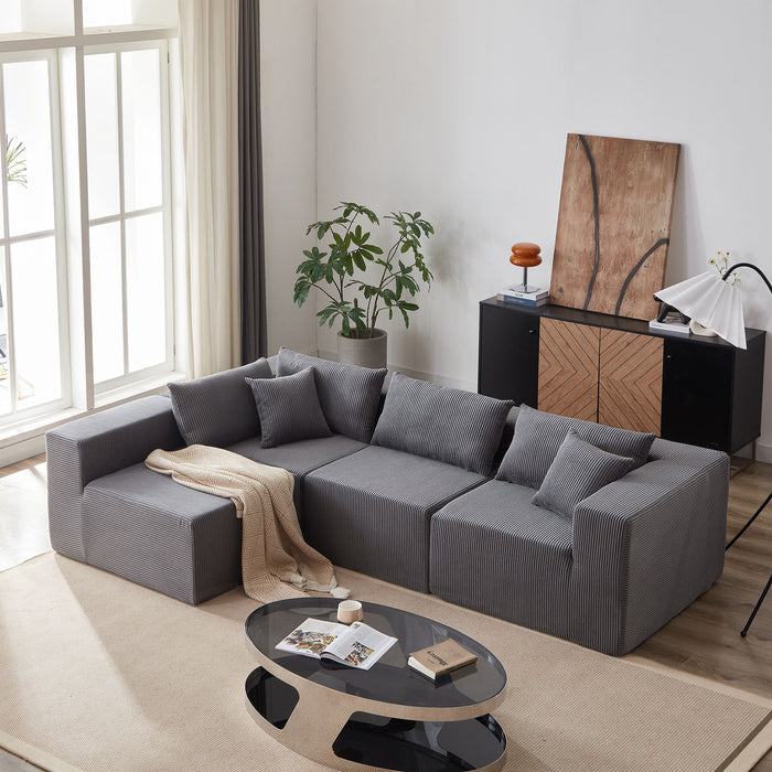 Modular L Shaped Sectional Compressed Sofa, Free Combination
