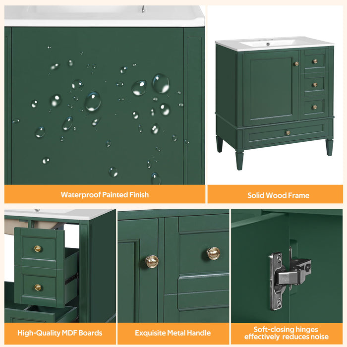 Bathroom Vanity With Sink, 3 Drawer Storage Cabinet