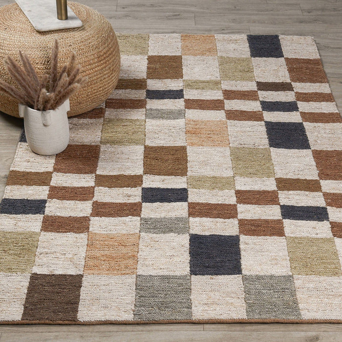 Soumak - 2' x 3' Jute Check Area Rug - Check Natural Multi